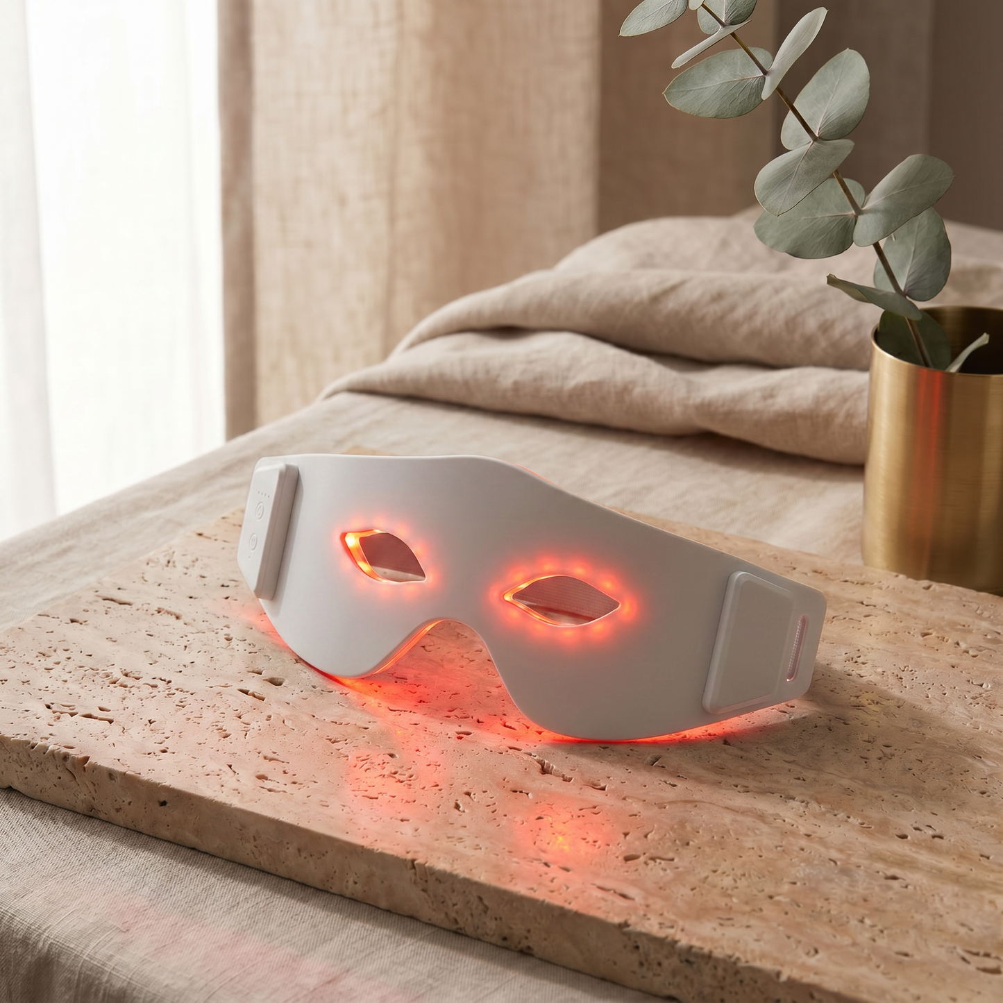 Red Light Therapy Eye Mask for Women & Men — Infrared LED Eye Mask for Relaxation & Sleep, Wireless Rechargeable Light Therapy Mask for Tired Eyes