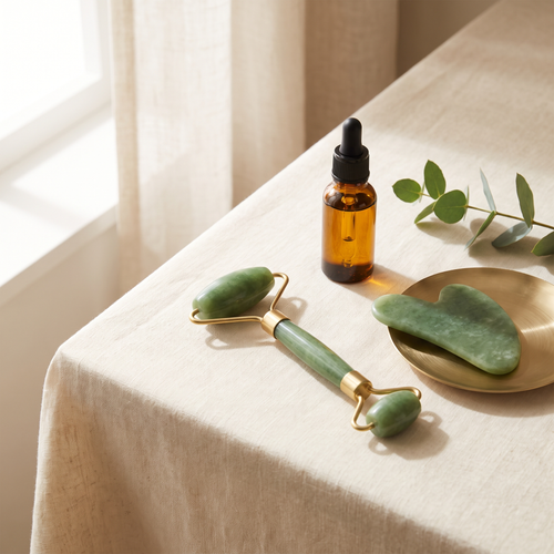 Jade Roller & Gua Sha Set — Facial Massage Tools for Sculpting & Glow