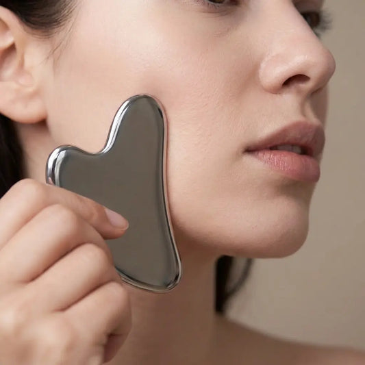 Gua Sha Facial Tool for Women & Men — Stainless Steel Gua Sha Stone for Face Sculpting, Jaw & Neck Massage, Facial Massager Scraping Tool for Tension Relief