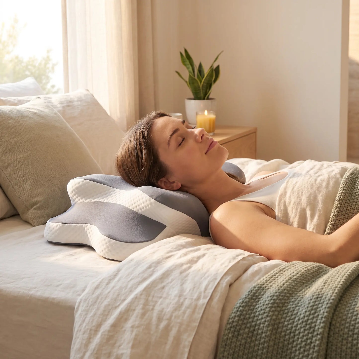 Cervical Neck Pillow for Women & Men — Ergonomic Butterfly Memory Foam Pillow for Neck Support & Better Sleep, Orthopedic Contour Pillow for Side, Back & Stomach Sleepers