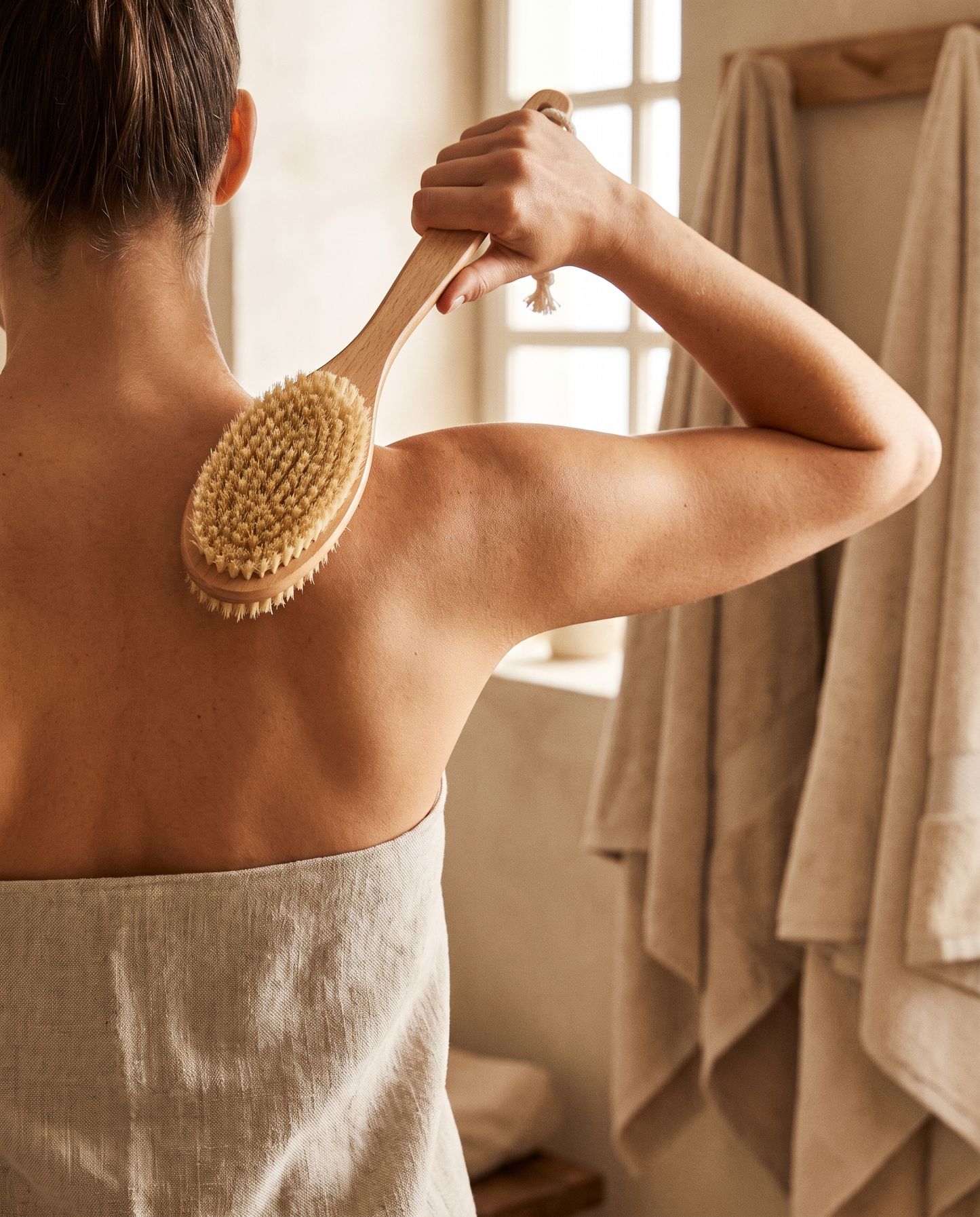 Long Handle Wooden Back Brush - lifestyle