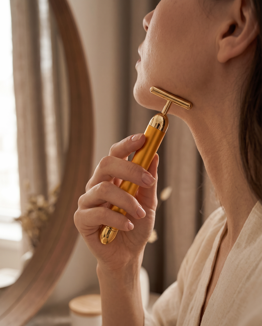 24K Vibrating T-Bar Facial Massager - lifestyle